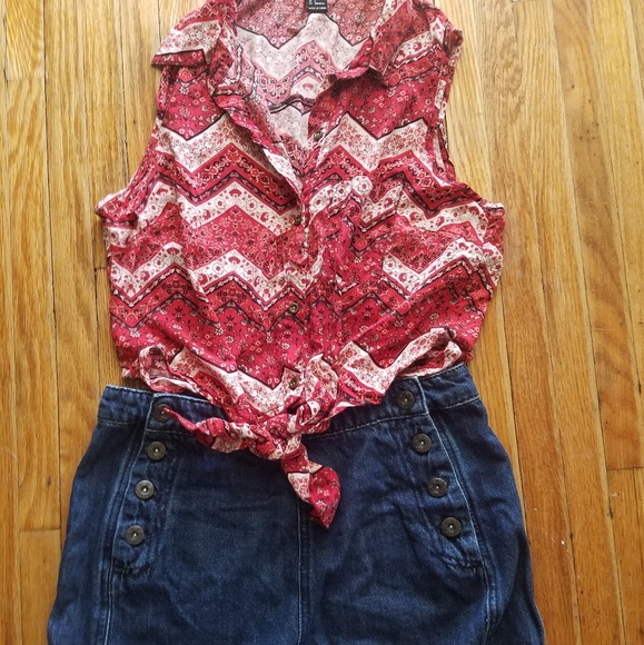 Free people high waisted sailor button fly shorts - Picture 3 of 4